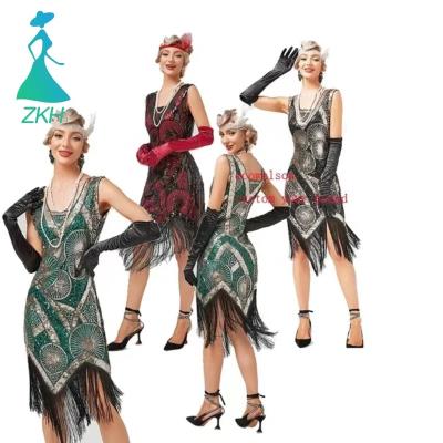 China Ecowalson 1920s 30S Flapper Sequin Fringed Formal Dress Gowns Women Viable Gatsby Newcomers Beaded Wedding Cocktail Dress for sale