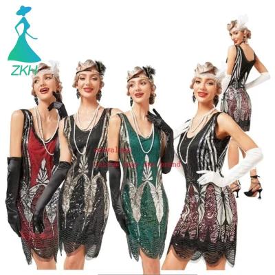 China 1920s 30S Beaded Fringed Flapper Dress Women Viable V Neck Ecowalson Tassels Cocktail Prom Wedding Party Dress for sale