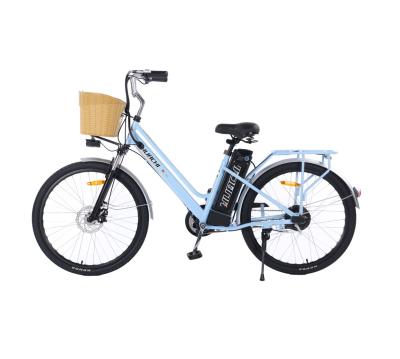 China Cheap Lady Electric City Step 26 Inch Carbon Steel 2022 By Speed ​​E Bike Eu, Power 250W Commut Women Ebike Bicycle For Adult In Stock for sale