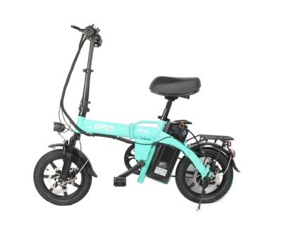 China Hot Sale Carbon Steel 14 Inch Folding Mini City E Bike Electric Bike Long Range 20Ah Commute Bicycle For Adult for sale