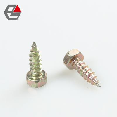 China HEX Self Tapping Carbon Steel Yellow Zinc Hex Head Small Wood Screw for sale