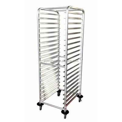 China Curved Top Aluminum Cooling Cart Roll Pan Rack Bread Rack Bun Pan Sheet Rack With Bumper for sale