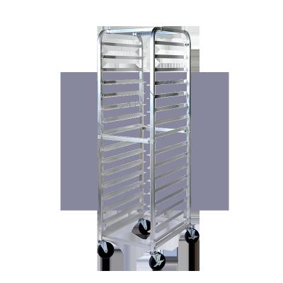 China Curved Top Commercial Aluminum Sheet Pan Rack 10/12/18/20 Tiers Roll Pan Rack /Bread Pan Rack for sale