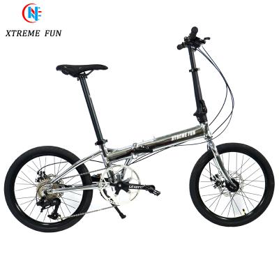 China Aluminum alloy folding bicycle 20 inch aluminum alloy 8 speed disc brake folding bicycle male and female small wheel bicycle for sale