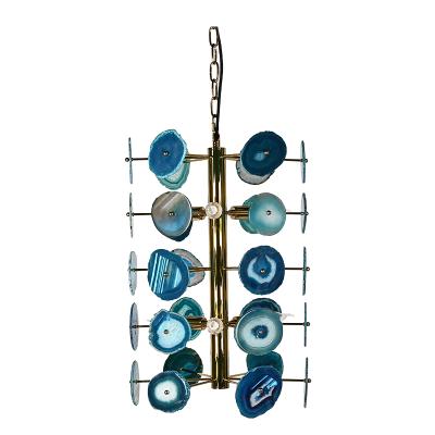 China Industrial Natural Agate Bamboo Slice Lamp Stone Farmhouse Chandelier for sale