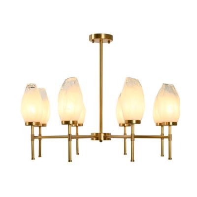 China Modern Professional Lighting Lava Lamp Iceberg Glass Bronze Modern Home Decoration Chandelier for sale