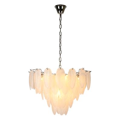 China Modern Plume Modern Glass Handmade Nordic Bedroom Feather Luxury Chandelier New for sale