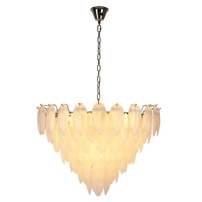 China Feather Modern Luxury Modern Leaf Living Room Personality Glass Chandelier for sale