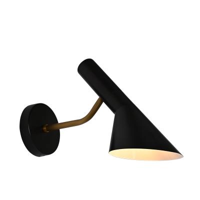 China Modern Indoor Simple Black Aluminum Shade Sconce Wall Lamp Cone Tilted Lamp For Hotel Video Wall for sale