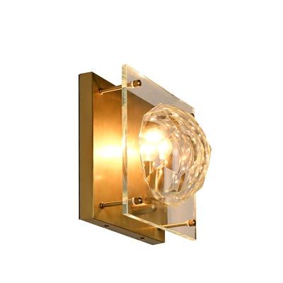 China Modern Antique Brass Crystal Wall Lamp Finished Crystal Wall Sconce For Bedroom Metal Football for sale