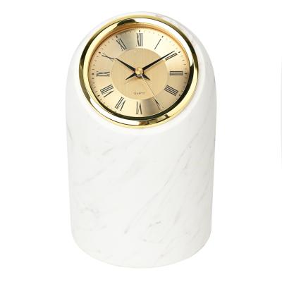 China Elegant clock interior creative marble living room table computer decoration bookend ornaments with diagonal mouth for sale