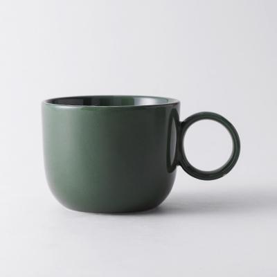 China Wholesale Customizable Nordic Vivid White 8oz Minamalist Ceramic Glossy Green Glazed Coffee Mugs for sale