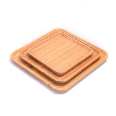 China Food Serving Wholesale Custom Square Round Bath Table Kitchen Tea Coffee Bamboo Food Serving Tray for sale