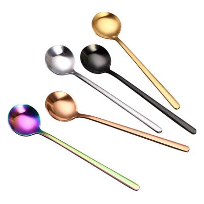 China Wholesale 15cm Viable Round Rose Gold Tea Cake Black Ice Creams Stainless Steel Teaspoon for sale