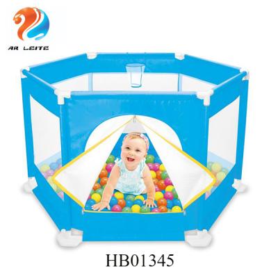 China New PVC Fabric Easy Indoor Playground Kids 146cm Portable Folding Playpen Baby Playpen Folding Safety Round Playpeb Barrier With 50 Sea Balls for sale