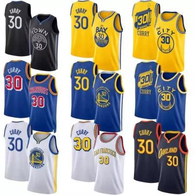 China 2022/23 New Season Golden State Warrior 30 Stephen Curry High Quality Embroidery Antibacterial Basketball Singlet For Men for sale