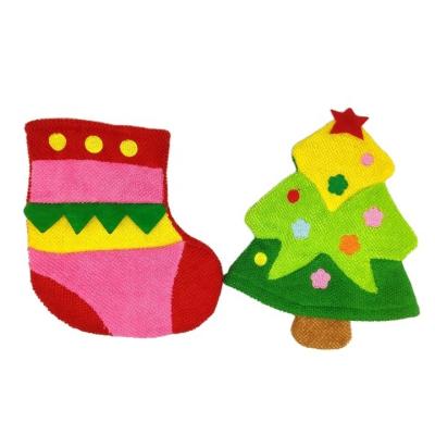 China EXFOLIATING Xmas Christmas Gift Soft Scrub Shower Baby Exfoliating Shower Gloves Glove Bath Sponge For Kids for sale