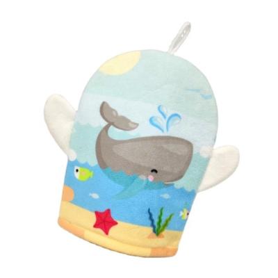 China EXFOLIATING Cartoon Children Wash Gloves Bath Shower Sponge Hand Puppet Wash Mitt Towel Washcloth for sale