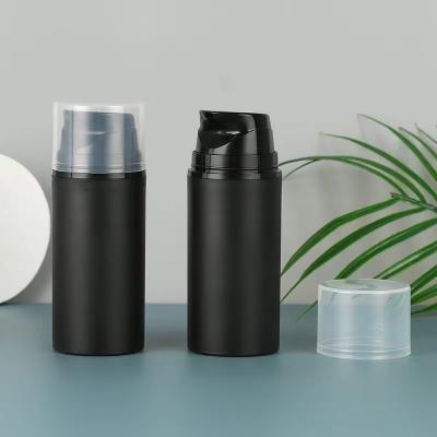 China PP Cosmetic Serum Lotion Bottle 30ml 50ml 80ml 100ml 120ml 180ml Eco-friendly Black Empty Plastic Airless Pump Bottle for sale