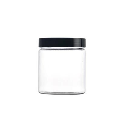 China Custom Clear Cosmetic Bottle PET Food Grade Cake Cookie Candy Plastic Jar With Plastic Lid for sale