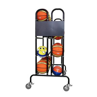 China Sports OEM ODM Double Tier Ball Rack Display Stand With Wheels for sale