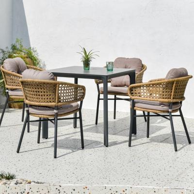 China Outdoor Outdoor Furniture 160cm Garden Furniture Cafe Table Set Modern Top Leisure Rattan Rock And Chair Rattan Waterproof for sale