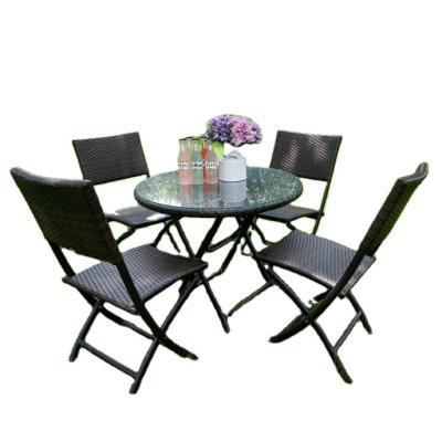 China Modern Rattan Folding Chair and Waterproof PE Aluminum Rattan Table Frame Chair and Table Set for Indoor Outdoor for sale