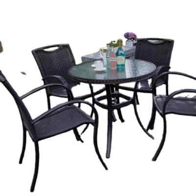 China Modern Outdoor PE Rattan Furniture Aluminum Frame Table and Chair for Garden Cafe for sale