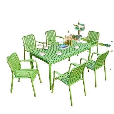 China Modern hot sales furniture simple design outdoor chairs and long table for cafe garden patio set waterproof for sale