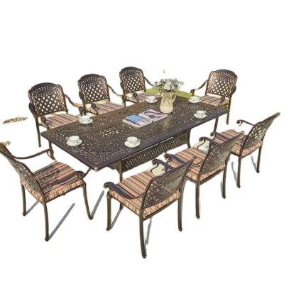 China Modern Luxury Outdoor Furniture Garden Dining Table And BBQ Chair Set Comfortable Cast Aluminum Chair Bistros Set for sale