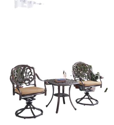 China Modern Elizabeth Table And Swivel Chair With Cast Aluminum Hot Sales Multiple Styles Square Table Tanned Chair for sale