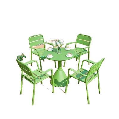 China Modern Outdoor Furniture Tea Time Cafe Patio Sets Garden Furniture Cast Aluminum Table And Chair Variety Of Colors for sale