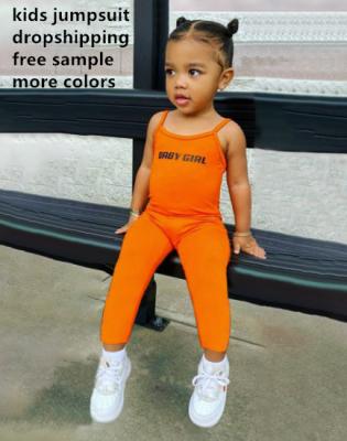 China Free Sample Summer Fashion Children Solid Color Dropshipping Anti-pilling Overalls Girls One-Piece Overalls Custom Strap Onesie for sale