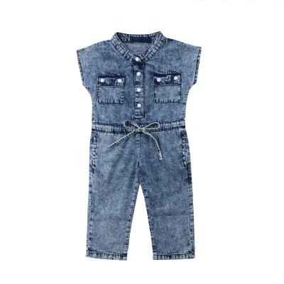 China 2021 fashion QUICK DRY jeans kids girls romper summer denim toddler baby romper jumpsuit baby clothes sleeveless for sale