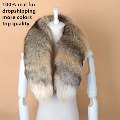 China Fashion 100% Real European American Fox Custom Winter Warm Men/Ladies Fox Fur Fluffy Scarves Hand Knitted Scarf for sale