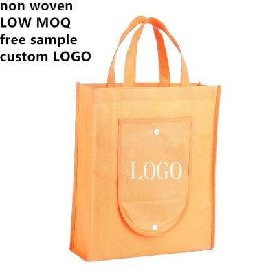 China Promotional/Gift Free Samples Customized Logo Handle Recyclable Nonwoven Folding Tote Reusable Shopping Bag For Boutique for sale