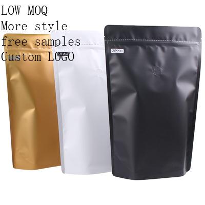 China Free Samples Food Standard Custom Printed Matte Packaging Stand Up All Aluminum Foil Coffee Bag Zip Lock Coffee Pouch for sale