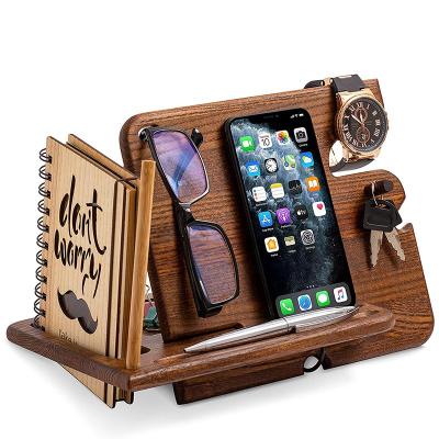 China PORTABLE Wooden Phone Dock Gift Set Ash Pen Holder Notepad Wallet Office Accessories Desktop Organization for sale