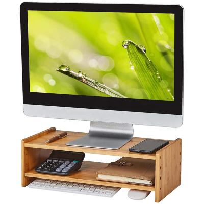 China Expandable Monitor Stand Riser, 2 Tier Computer Monitor Stand with Storage Organizer, Desktop Stand for Laptop for sale