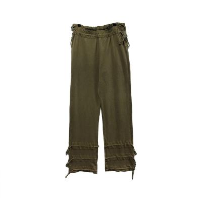 China 22MW072 Custom Organic Spandex Hemp 45% Cotton 5% Knitted Fashion Pants Anti-Wrinkle Pants OEM Brand 55% for sale