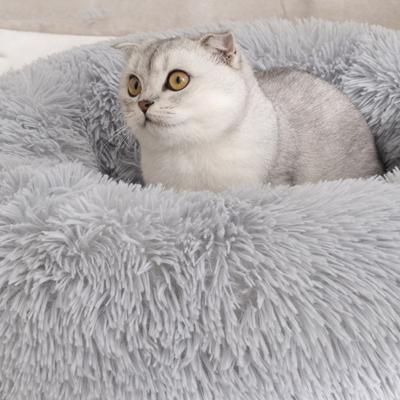 China Travel Amazon Hot Selling Dog Donut Around Bed Cushion Plush Luxury Velvet Cat Dog Bed for sale