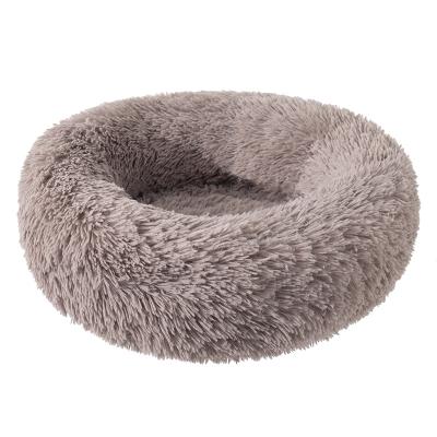 China Travel Amazon Hot Sale Donut Pet Bed Luxus Fur Soft Warm Round Xxl XL Cat Dog Bed for sale