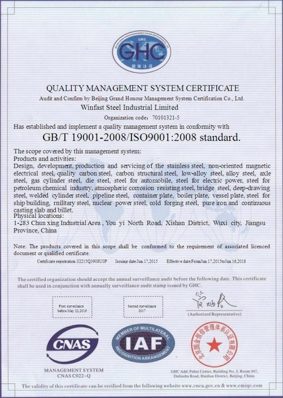 ISO 9001 - WINFAST STEEL INDUSTRIAL LIMITED