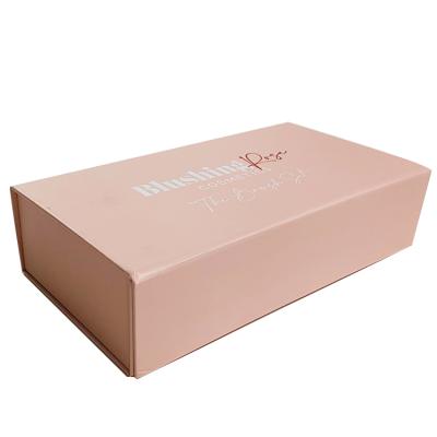 China Recyclable Custom Logo Pink Functional Foldable Cardboard Paper Gift Packaging Box With Magnetic Lid for sale