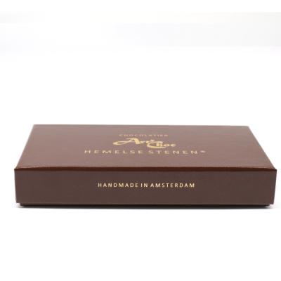 China Custom Logo Eco-Friendly Recyclable Gold Foil Paper Craft Chocolate Box With PET Divider Insert for sale