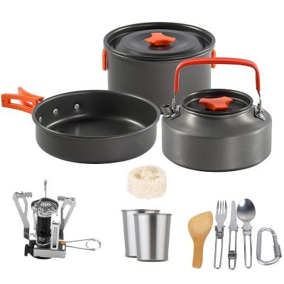 China Suitable for 1-2 Person Camping Cookware Mess - For Outdoors, Backpacking, Campfire - Kit Set Lightweight Compact Hiking Cooking Gear Portable Non for sale