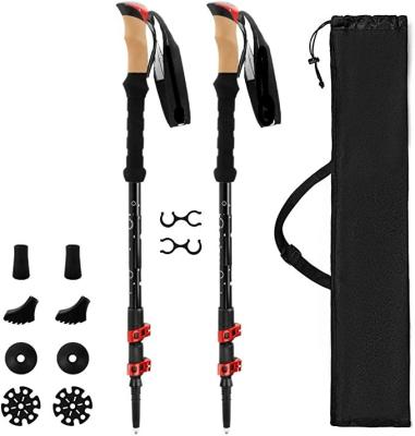 China Real Cork OEM EVA+Cork Lightweight Alpenstock Handle Telescopic Aluminum Trekking Pole for sale