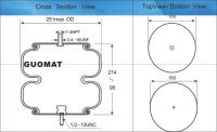 Κίνα Firestone W01-358-6897 βιομηχανικοί αερόσακοι ιεροτελεστίας γύρου Goodyear 2B9-228 ανοίξεων αέρα για Ridewell 1003586897C προς πώληση