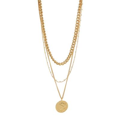 China TRENDY Hot Sale Trend Gold Plated Personalized Coin Chain Pendant Layered Necklace For Women Jewelry for sale