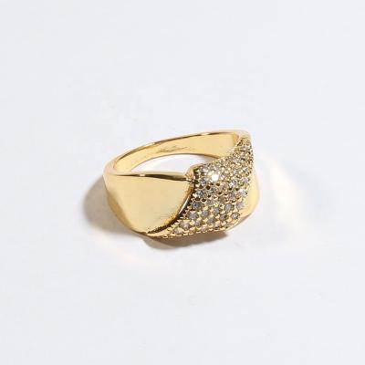 China New Arrival FASHIONABLE Wholesale Wide Band Real 18k Organic Gold Plated Ring For Women Jewelry for sale